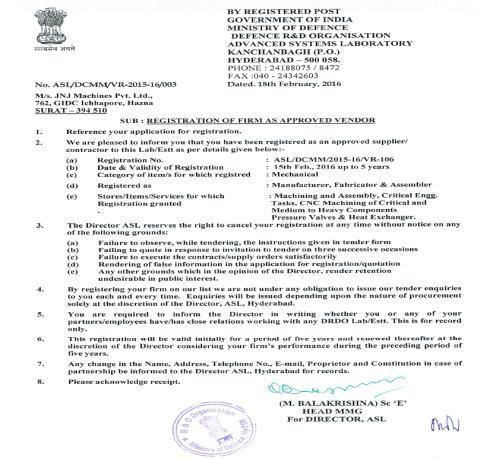 Quality and Certifications JNJ Machines Pvt Ltd Hazira Surat
